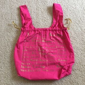 Drawstring reusable bag pink and gold